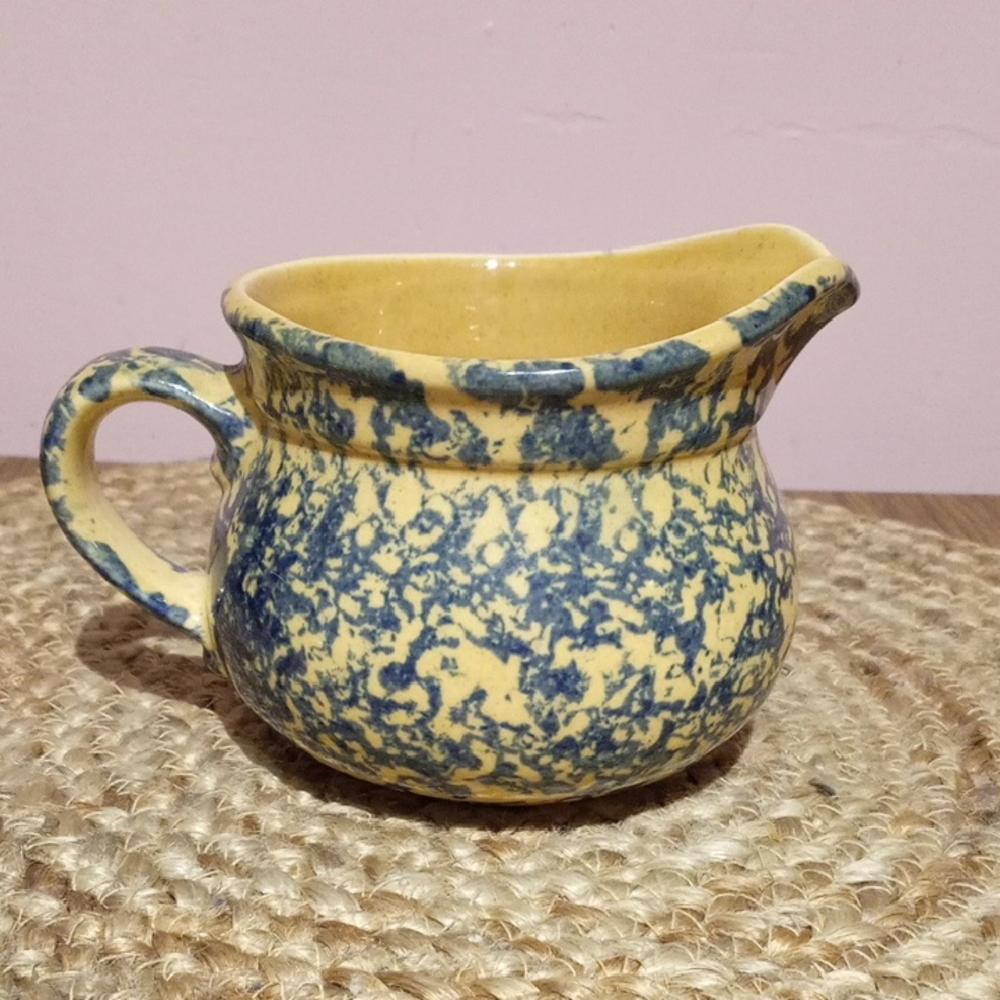 Artistic Blue and Yellow Ceramic Pitcher